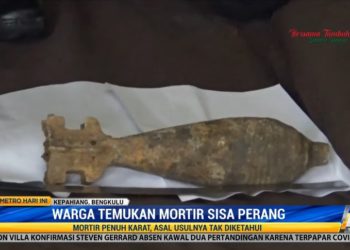 Warga Bengkulu Temukan Mortir Sisa Perang Dunia ke II