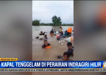 Kapal Berpenumpang 22 Orang Tenggelam di Riau