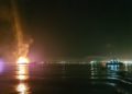 Kapal Barang Malaysia Terbakar di Batam
