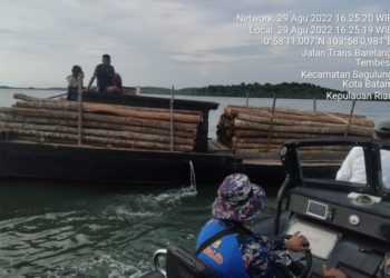 200 Kayu Gelondongan Tanpa Surat Diamankan Polairud Polda Kepri